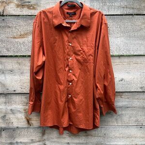 Ivy Crew Men's Rust Brown Single Needle Tailoring Long Sleeve Shirt Size 2XL